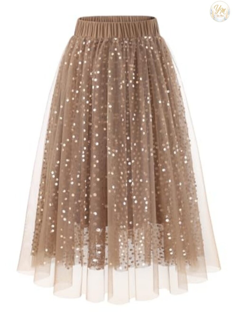 Tulle Skirt Sequin High Waist A-Line Midi Party Formal